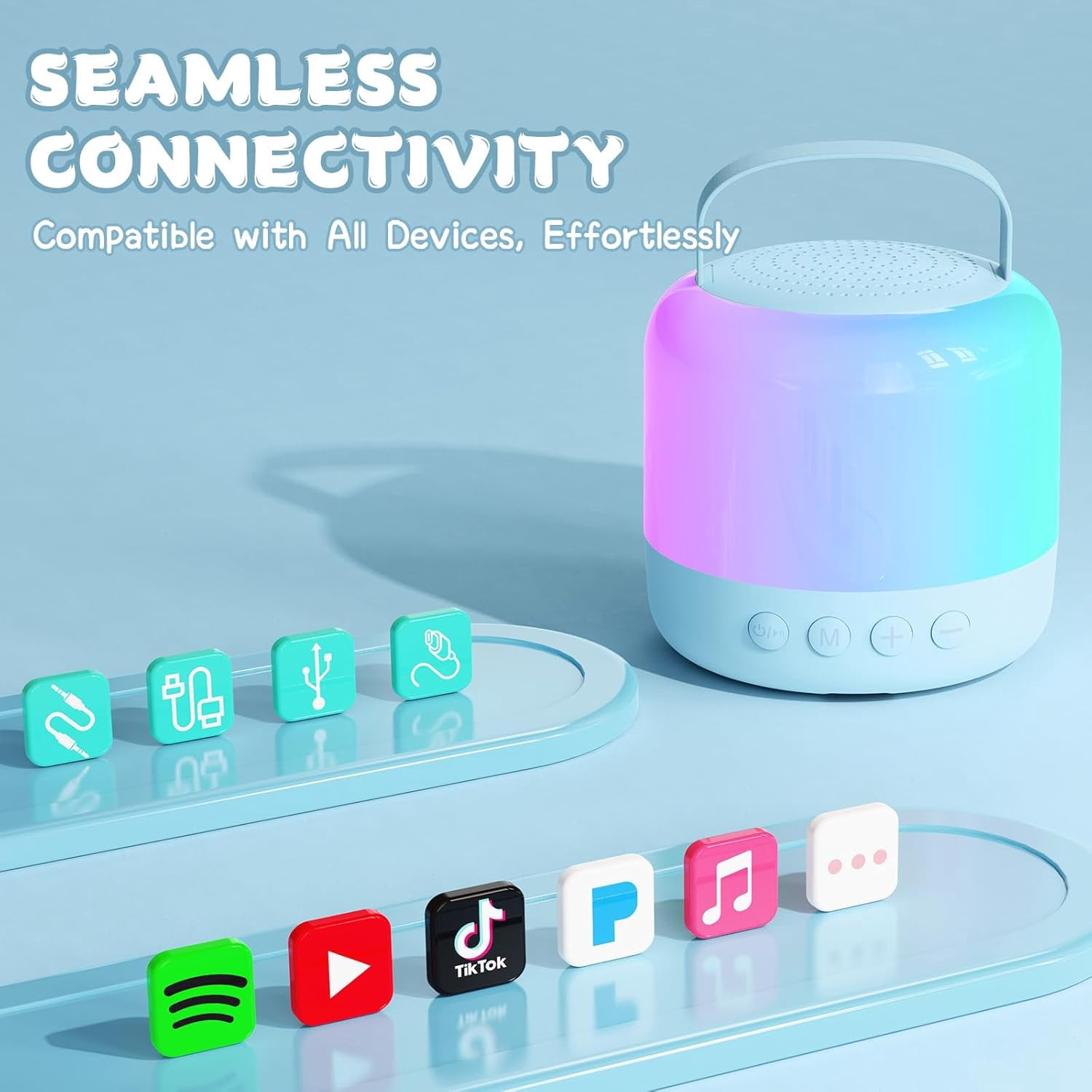 Mini Karaoke Machine, Karaoke Machine for Kids Toys, Portable Bluetooth Speaker Mini Karaoke Machine with 2 Wireless Microphones, Karaoke Gifts for Adults Kids Birthday Home Party (Blue)
