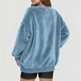 thumbnail image 4 of WULMLEO Women V Neck Fuzzy Fleece Pullover Sweatshirt - Oversized Long Sleeve with Pockets Cozy Fall Winter Casual Wear Light Blue XL, 4 of 4