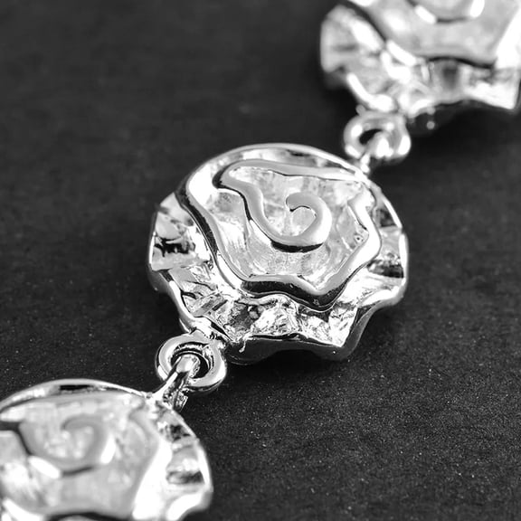 QQTDFG Women Fashion 925 Sterling Silver Plated Charm Rose Chain Bracelet Bangle Gift-default
