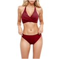 thumbnail image 4 of ylioge Womens Swimsuits Tankini Separates Two Piece Bikini Bathing Suits Ladies Trendy Solid Color Beach Swimwear Sets, 4 of 5