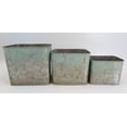 thumbnail image 1 of Set Of 3 Square Antique Copper And Verdigris Leaves Pattern Planters, 1 of 1