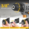 thumbnail image 5 of Pulituo 20V Cordless Drill Driver Kit, Home Tool Set with 20V Lithium-Ion Drill, 2pcs Battery, 120PCS All-Purpose Kit, 21+1 Torque, 2-Speed, DIY & Home Repairs Yellow, 5 of 9