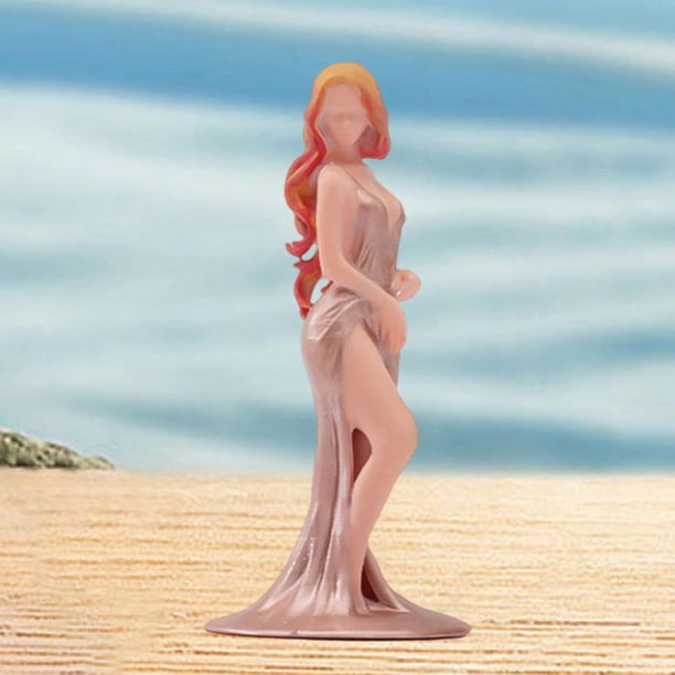 Figura en miniatura a escala 1/64, figurita de resina en miniatura, decoración de mesa, figura femenina elegante y realista en miniatura para jardín