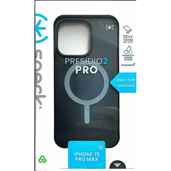 Speck Presidio2 Pro with MagSafe Case For iPhone 15 Pro Max-Black