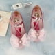 thumbnail image 1 of Disney-zapatos de fondo suave de dibujos animados para niña, zapatillas de princesa de Elsa, zapatos de cristal congelado, zapatos planos de cuero para niña con flores, 1 of 4