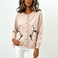 thumbnail image 4 of Sweater for Women Floral Embroidered Cardigan Button Down Crew Neck Long Sleeve Casual Sweater, 4 of 5