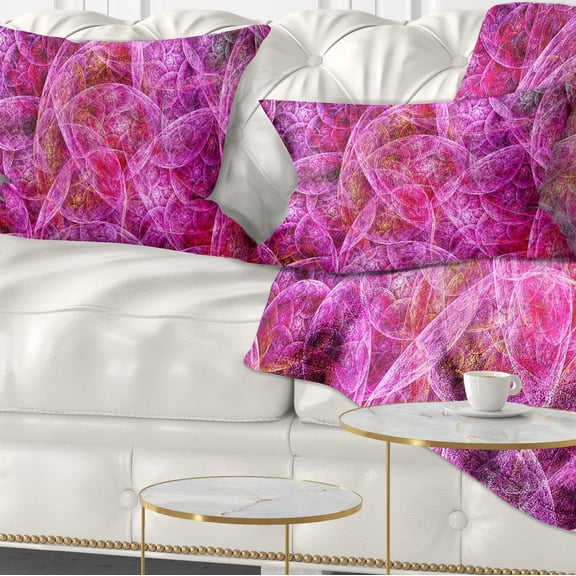 Designart Pink Fractal Dramatic Clouds - Abstract Throw Pillow - 12x20