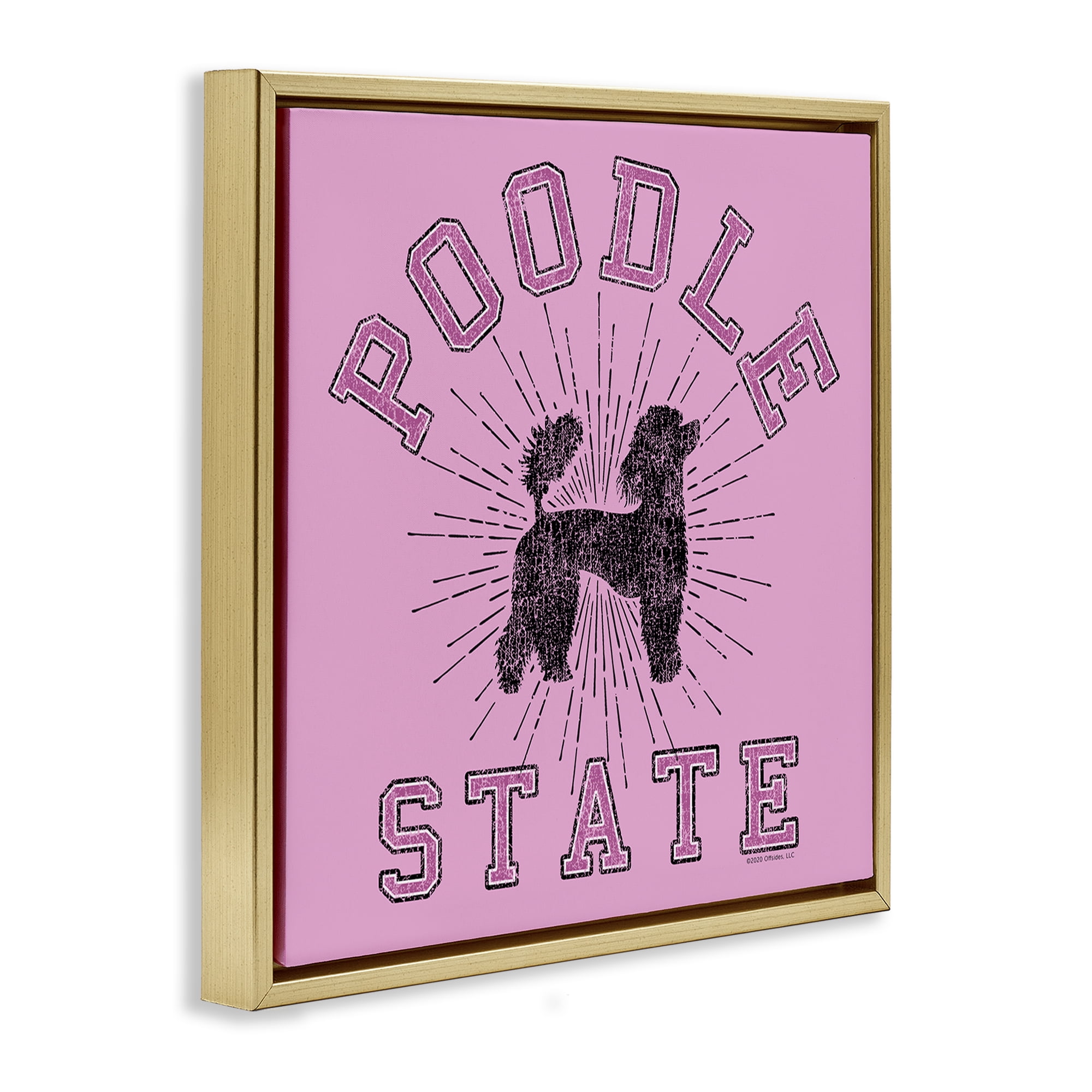 Stupell Industries Varsity Style Poodle State Novelty & Humor Painting Gold Floater Framed Canvas Art Print Wall Art, 25 x 25