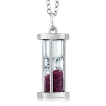 Gem Stone King 925 Silver Hourglass Pendant with 0.75 Ct Ruby Dust 18 inch Chain