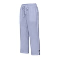 thumbnail image 6 of Lumtrix Cotton Linen Capri Pants For Women Loose Straight Leg Drawstring Elastic Waist Cropped Pant Casual Summer Beach Clothe Light Blue 2XL, 6 of 7
