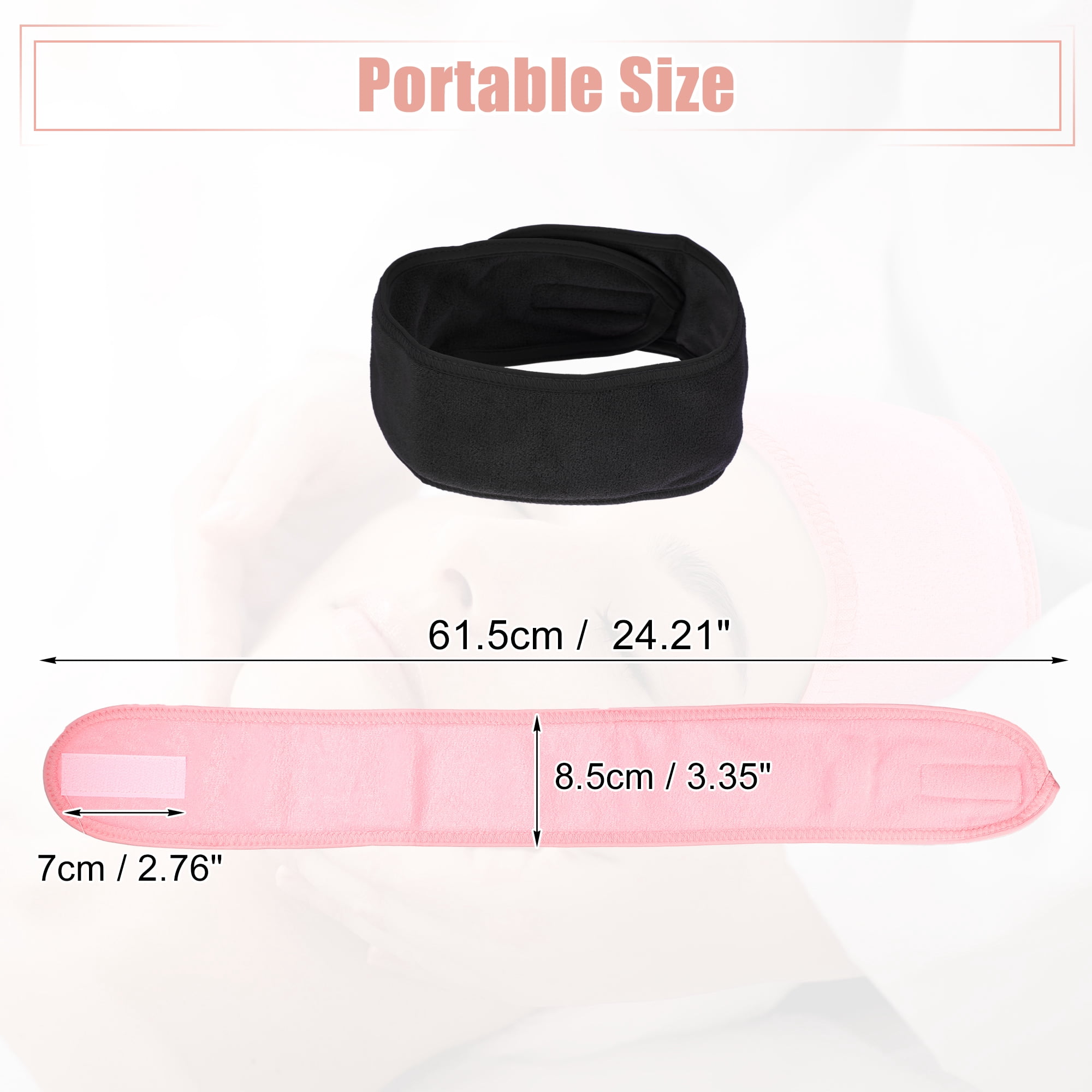 Unique Bargains 2pcs SPA Facial Headband for Women Washing Face Makeup Headband Pink, Black