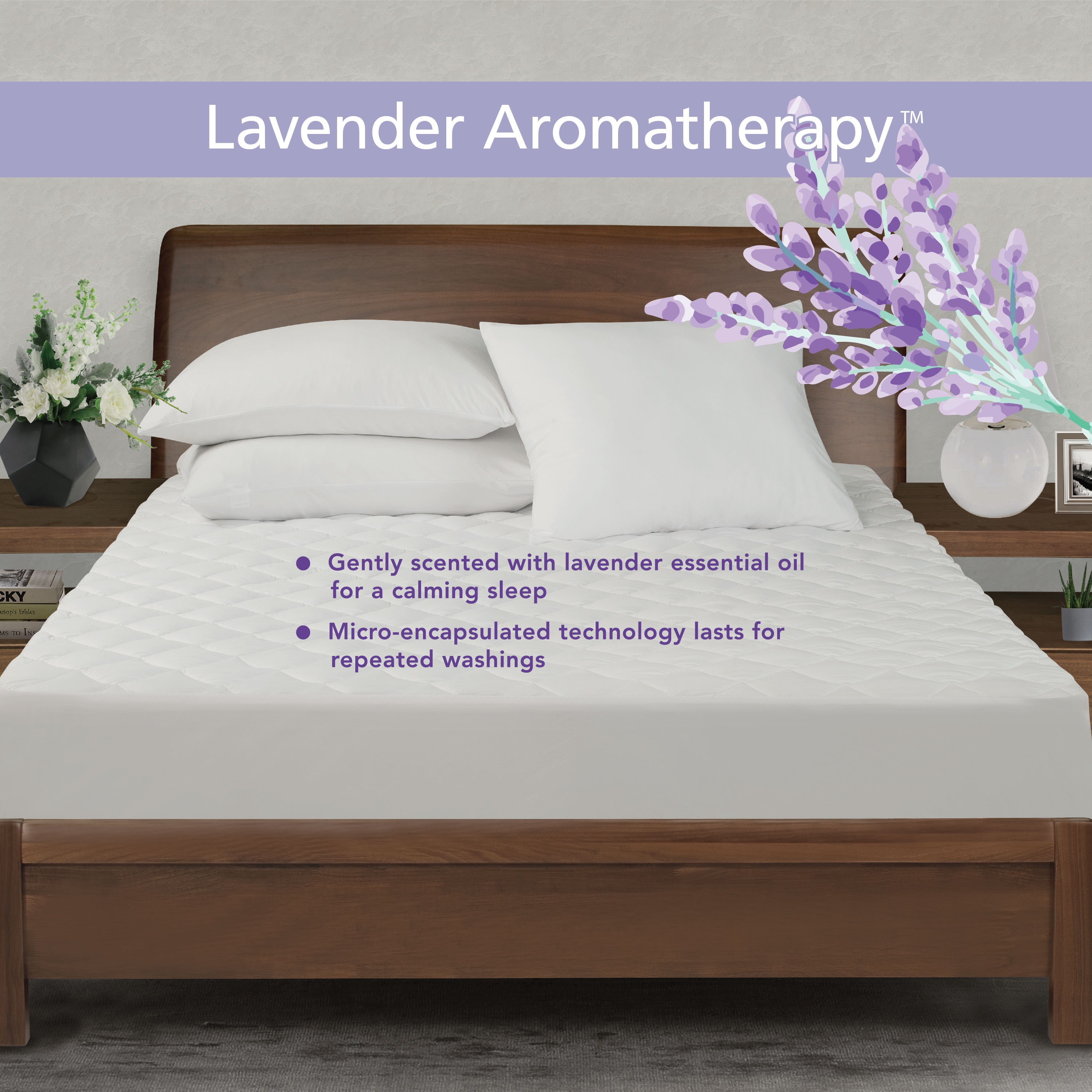Dream Lab Aroma-Therapy Lavender Fitted Mattress Pad, Full