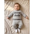 thumbnail image 5 of Loicainy Baby Toddler Boy Fall Outfits 6 12 18 24 Month 2T 3T Letter Embroidery Long Sleeve Round Neck Striped Tops and Elastic Waist Pants Clothes Set, 5 of 9