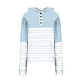 thumbnail image 4 of Scyoekwg Womens Hoodies Trendy Fall Sweatshirt Loose Hooded Drawstring Pocket Pullover Tops Dressy Casual Long Sleeve Striped Printed Graphic Sweatshirt Hoodies Sweatshirts(Light Blue,M), 4 of 5