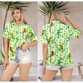 thumbnail image 3 of LA LEELA Women's Casual Beach Short Sleeve Blouse Shirt Blouses Button Down Dress Tops Tee Hawaiian Shirts for Women L Cockatoo, White, 3 of 4