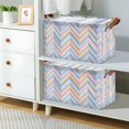 thumbnail image 2 of Yayeee Foldable Storage Basket for Shelves with Handles Set of 2 Waterproof Cloth Bins, Purple Geometric, 2 of 7
