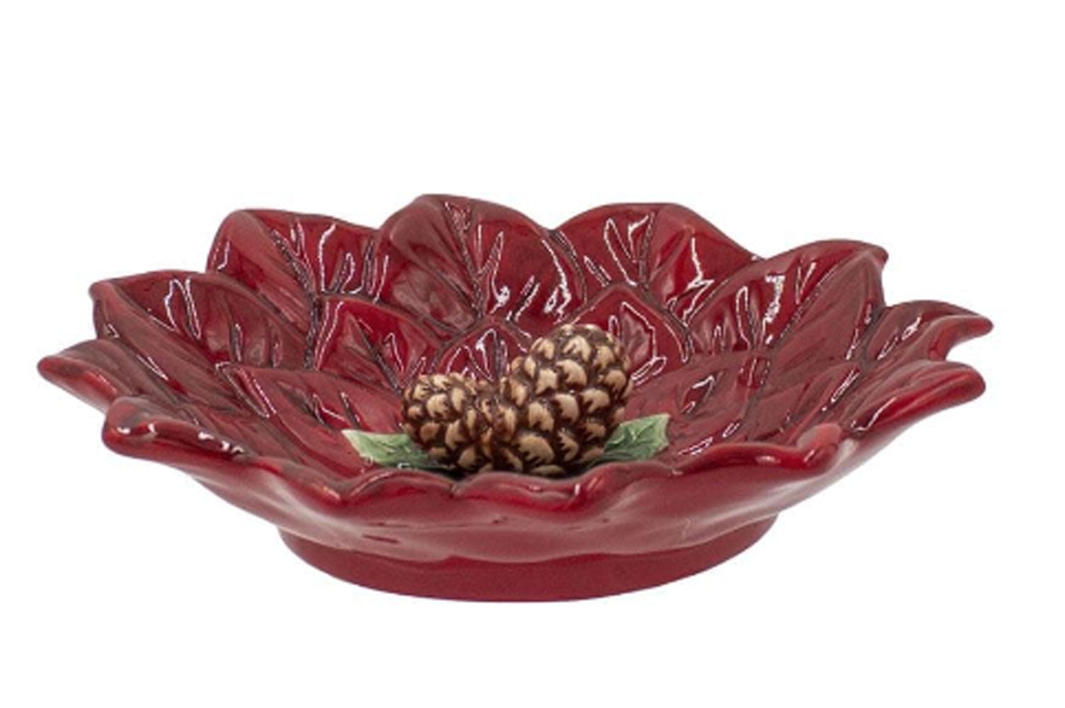 Pfaltzgraff Winterberry Poinsettia with Pinecone Candy Dish