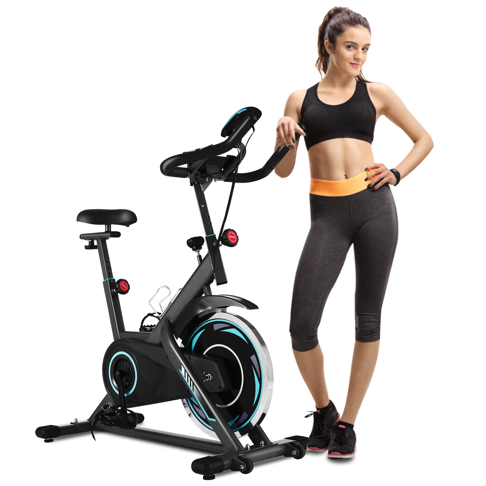 ANCHEER Folding Exercise Bike with Big Heart LCD Rate Monitor & Seat Cushion 