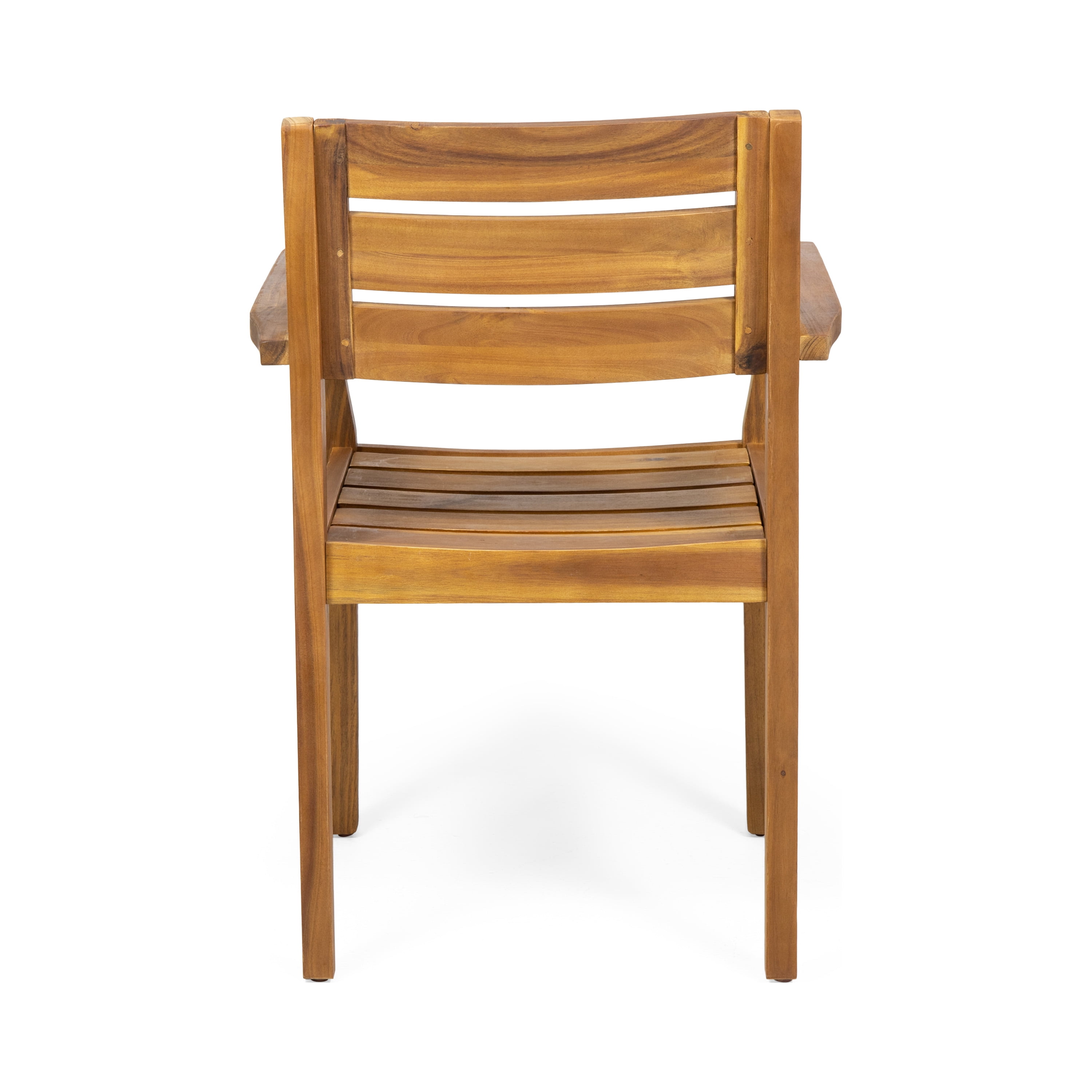 Outdoor Dining Chairs Set of 2 – Solid Acacia Wood Patio Armchairs with Slatted Seat & Back, Weather-Resistant for Backyard, Garden or Poolside