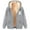 Grey, variant on LOVZFMLL Winter Jackets for Women Fashionable Printed Fleece Hooded Sweatshirt Jacket
