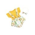 thumbnail image 2 of 2Pcs Sweet Style Baby Girls Outfit, Toddlers Summer Floral/Lemon/Dot Printing Fly Sleeve Splicing Romper + Bow Headwear Set, 2 of 6