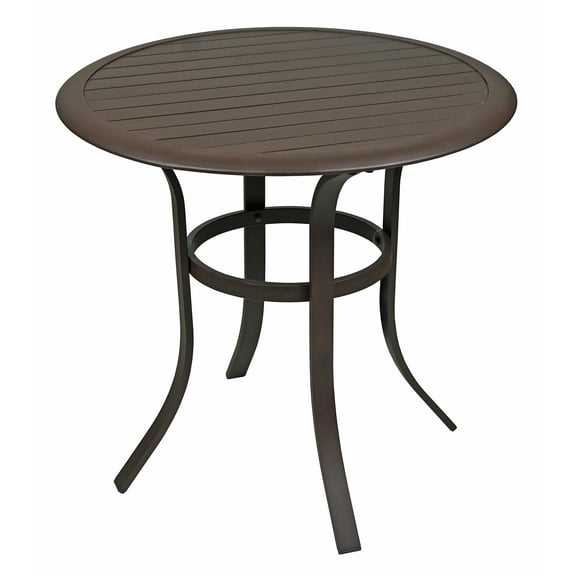 Garden Elements Aluminum Slat Top Bistro Table – Round Espresso Outdoor Side Table, Rust-Resistant Powder-Coated Finish, Lightweight, 30”