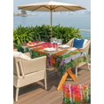 thumbnail image 6 of 52x70 Inch Outdoor Tablecloth with Umbrella Hole Zipper Rectangle Modern Oil Painting Rectangular Tablecloths Outside Waterproof Summer Botanical Red Green Patio Table Cloth Cover for Picnic Party, 6 of 8