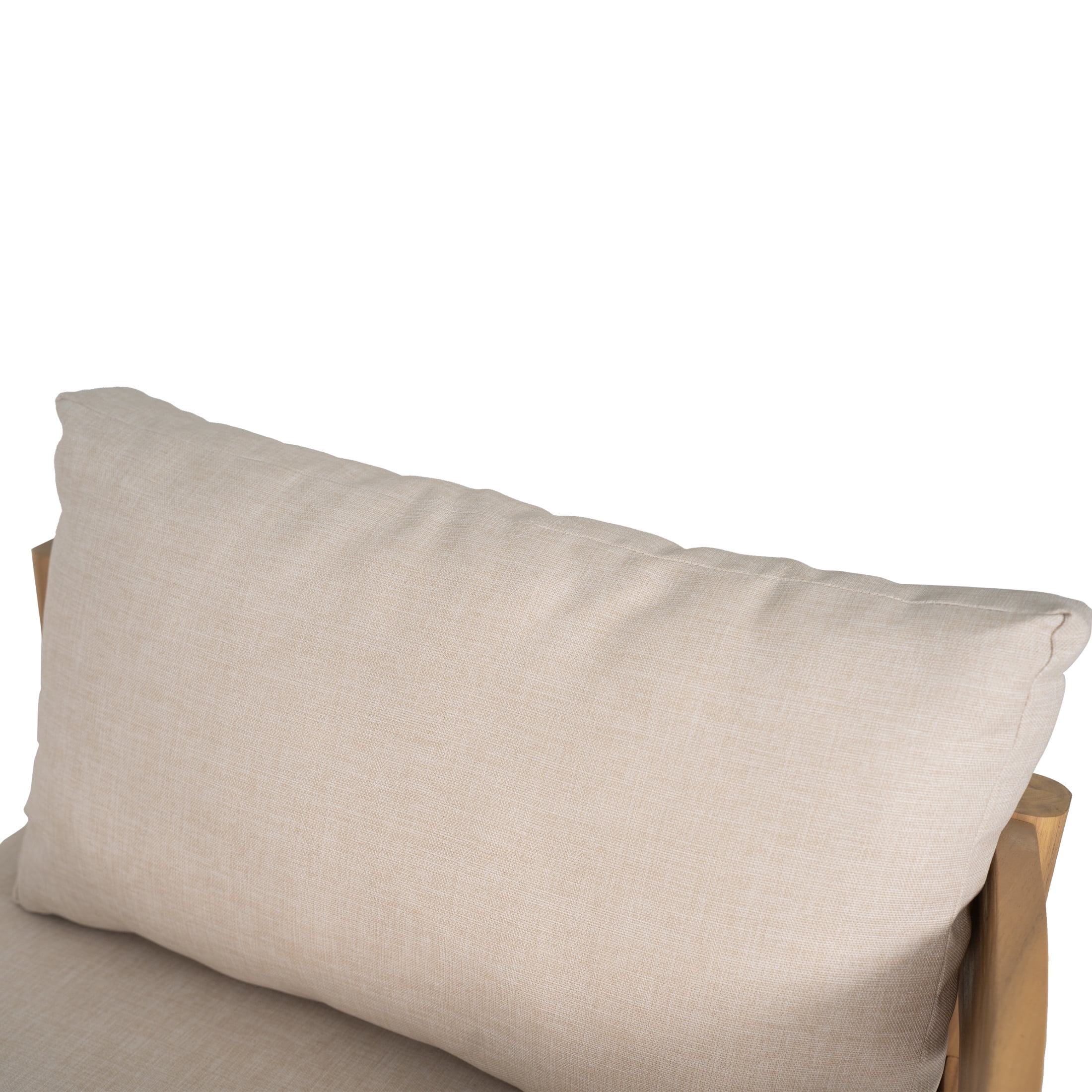 Christopher Knight Home 4-Piece Outdoor Chat Set with Slatted Loveseat, Chairs & Coffee Table, Beige Cushions