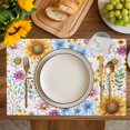 thumbnail image 4 of Sunflower Placemats Set of 12, Colorful Flowers Summer Botanical Watercolor Placemats for Dining Table, Place Mats for Kitchen Tabletop, Waterproof Wipeable Dining Table Mats Set, 4 of 9
