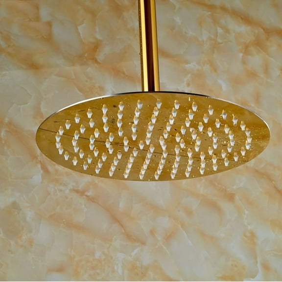 Juno Thin Gold Plated Round Bathroom Shower Head