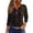 Black, variant on WTOBBY Women's Halloween Printed V-Neck Button Detail Tee with 3/4 Sleeve, Casual Weekend Fashion Top for Fall Season, Comfortable Daily Wear Apparel,Black L
