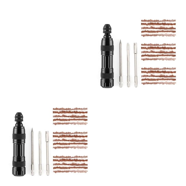Greeniant Kit de reparación de neumáticos de bicicleta para exteriores, pinchazo sin cámara, neumático de emergencia, rayas de goma, parche Negro 2piezas