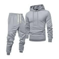 thumbnail image 2 of Mens Sweat Suit 2 Piece Hoodie & Joggers Tracksuit, Long Sleeve Casual Outfit for Jogging, Gym & Lounge​ Gray M, 2 of 5