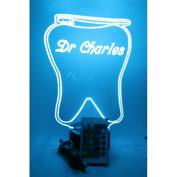 Night Light Up Desk Table Lamp LED Personalized Free Engraved Tooth Brush, Our Newest Feature, Most Popular, It's Wow, with Remote 16 Colors Energy Efficient, Great Gift