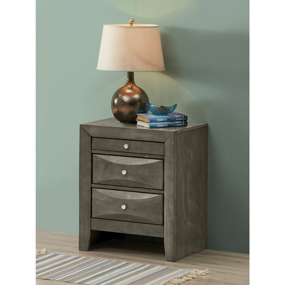 Glory Furniture Marilla 3 Drawer Nightstand in Gray