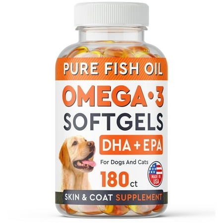 UPC: 0723592167776 | Omega 3 Fish Oil Pills for Dogs – No Fishy Smell Softgels – EPA + DHA Fatty Acids Reduce Shedding & Itching – Supports Joints  Brain  Heart and Overall Health – Skin & Coat Supplement – USA – 180 Ct