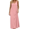 thumbnail image 4 of Women's Sleeveless Maxi Slip Dress, Modal Nightgown Dress for Women, Relaxed Fit Long Sleep Dress, Loungewear and Beach Cover Up-Pink, 4 of 10
