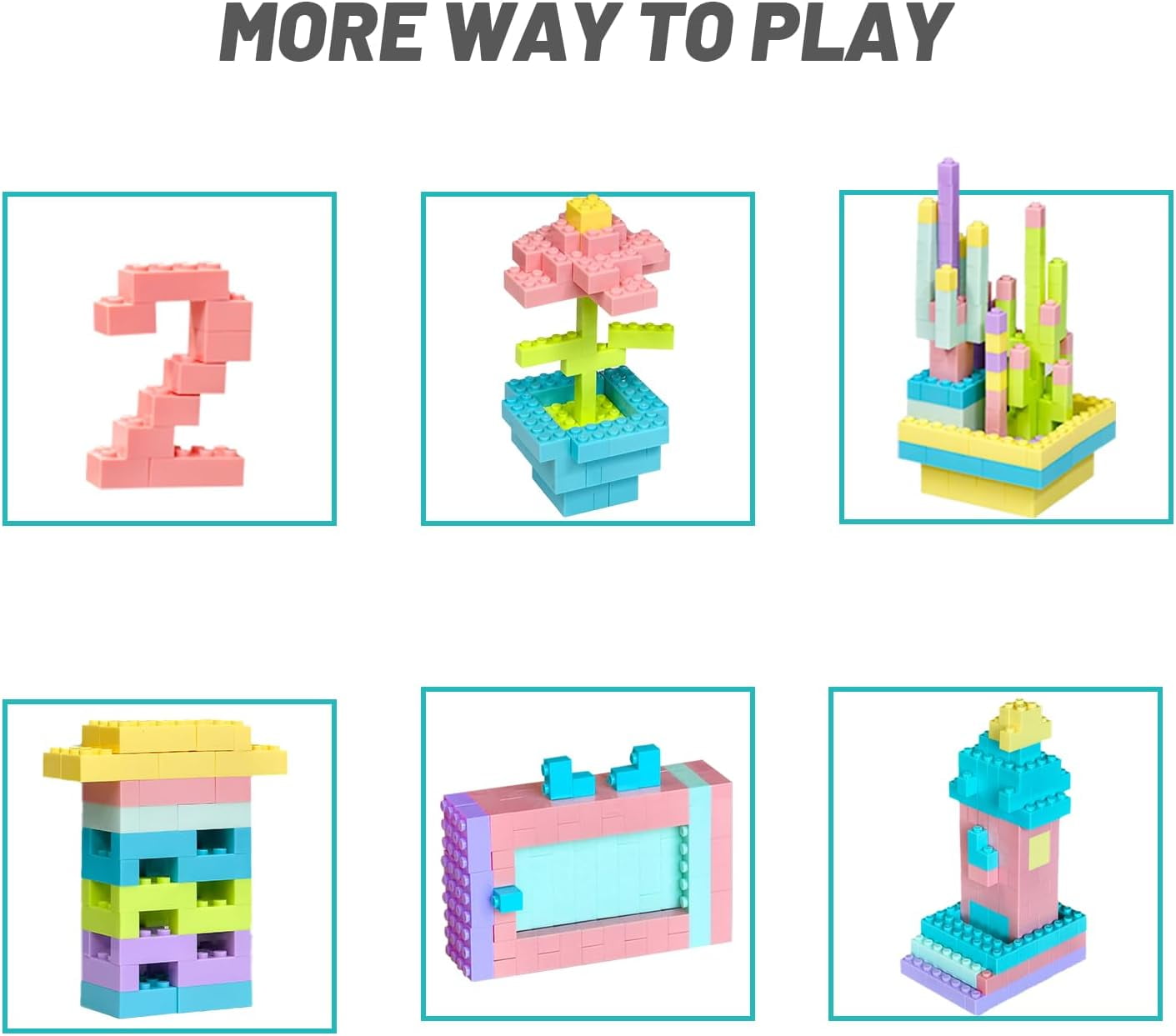 Pairez Toys Classic Bricks 1000 Pieces Set, Basic Bricks in 6 Size & Pastel Color, Building Blocks Toys for Kids 4+