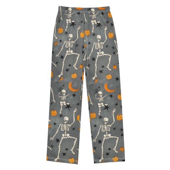 FORMRS Kids Pajama Pants with Pockets Size 6-8Y Boys Lounge Sleep Bottoms, Halloween Dancing Skeleton