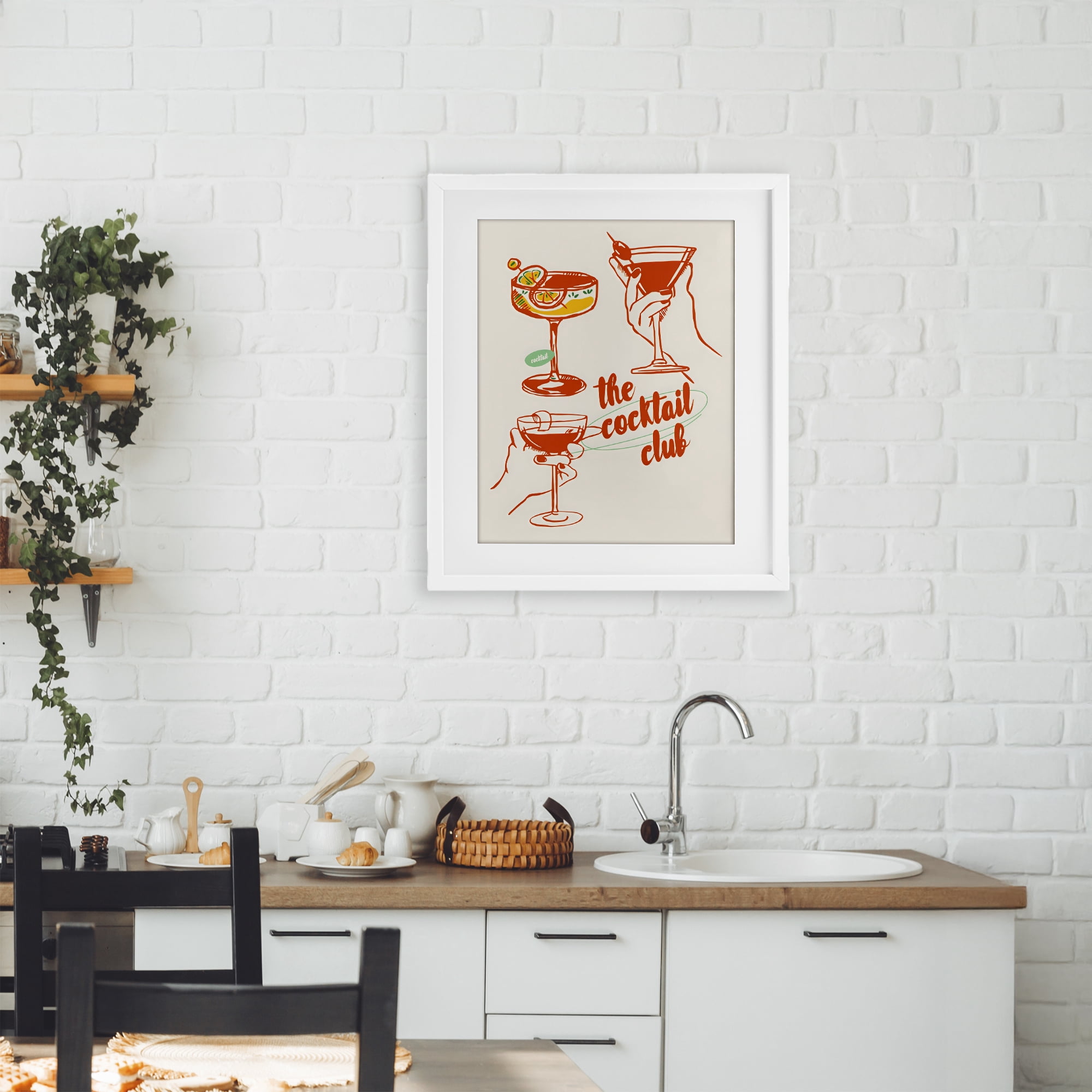 Stupell Industries Cocktail Club Toasting Glasses White Framed Print Under Glass, design by The Prints Vibe