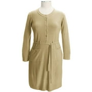 Women's Plus Belted Henley Sweater Dress