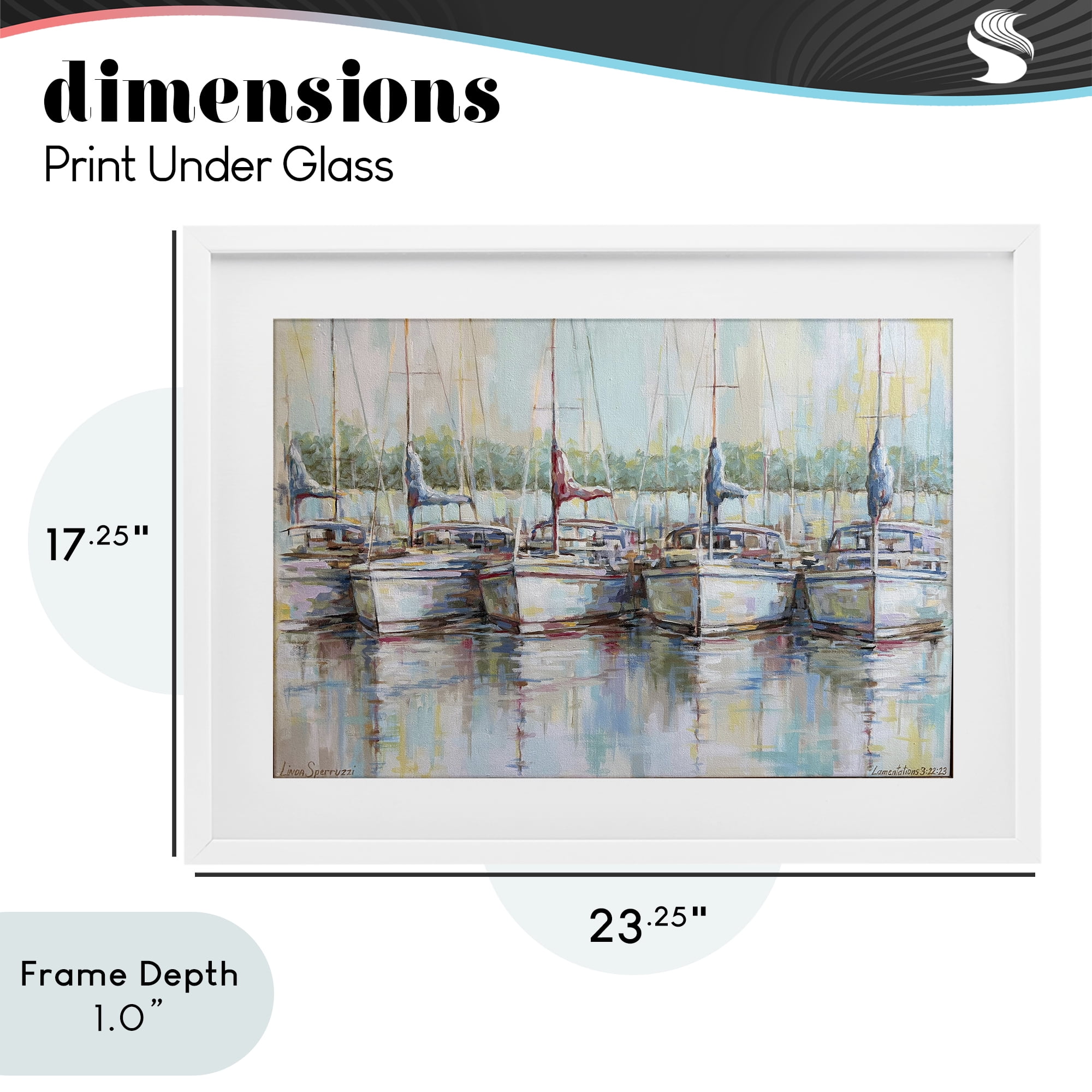 Stupell Industries Morning At The Marina White Framed Print Under Glass, design by Linda Sperruzzi