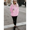 thumbnail image 4 of Womens Oversized Sherpa Pullover Hoodie with Pockets Fuzzy Fleece Sweatshirt Buffalo Plaid Fluffy Coat,Pink,S, 4 of 5