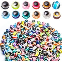 200pcs Mixed Color Evil Eye Beads, Evil Eye Bead Charms Small Flat Round Evil Eye Spacer Beads Pendants for DIY Handmade Bracelets Necklace Jewelry Making，8 mm