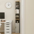 thumbnail image 5 of 72 Inch Tall Slim Storage Cabinet 6 Tier Narrow Freestanding Cabinet with 1 Door 2 Adjustable Shelves Antique White, 5 of 6