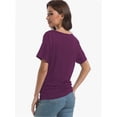 thumbnail image 5 of Womens Casual T Shirts Dolman Short Sleeve Shirts Boat Neck Ruched Tops Summer Lightweight Clothes, 5 of 6