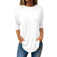 thumbnail image 2 of White Floral Plus Size Tops, Polyester Women'S Tops, 3/4 Sleeve Plus Size Blouses for Women, Plus Size Fashion, Solid Color Shirts for Women Plus Size, Weekend Solid Color Plus Size for Women Blouses, 2 of 5