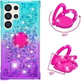 thumbnail image 2 of for Samsung Galaxy S25 Ultra (Not S25) Quicksand Case with Ring Kickstand, Girls Women Bling Cute Glitter Flowing Liquid Floating Sparkle Cover for Samsung Galaxy S25 Ultra. JB-Green Purple, 2 of 14