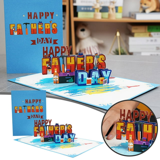 Funny Father's Day Pop-Up Card for Son – Souew Fathers Day Card with Envelope and Note Tag Included, Cute Dad Birthday Card
