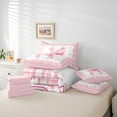 thumbnail image 5 of Feelyou Teens Ribbon Monogrammed Twin Bedding Sets 7-Piece, Pink Initial Letter K Bedding Comforter Set, Cartoon Cute Plaid Reversible Sheet Sets, Lightweight Room Decor, 5 of 7